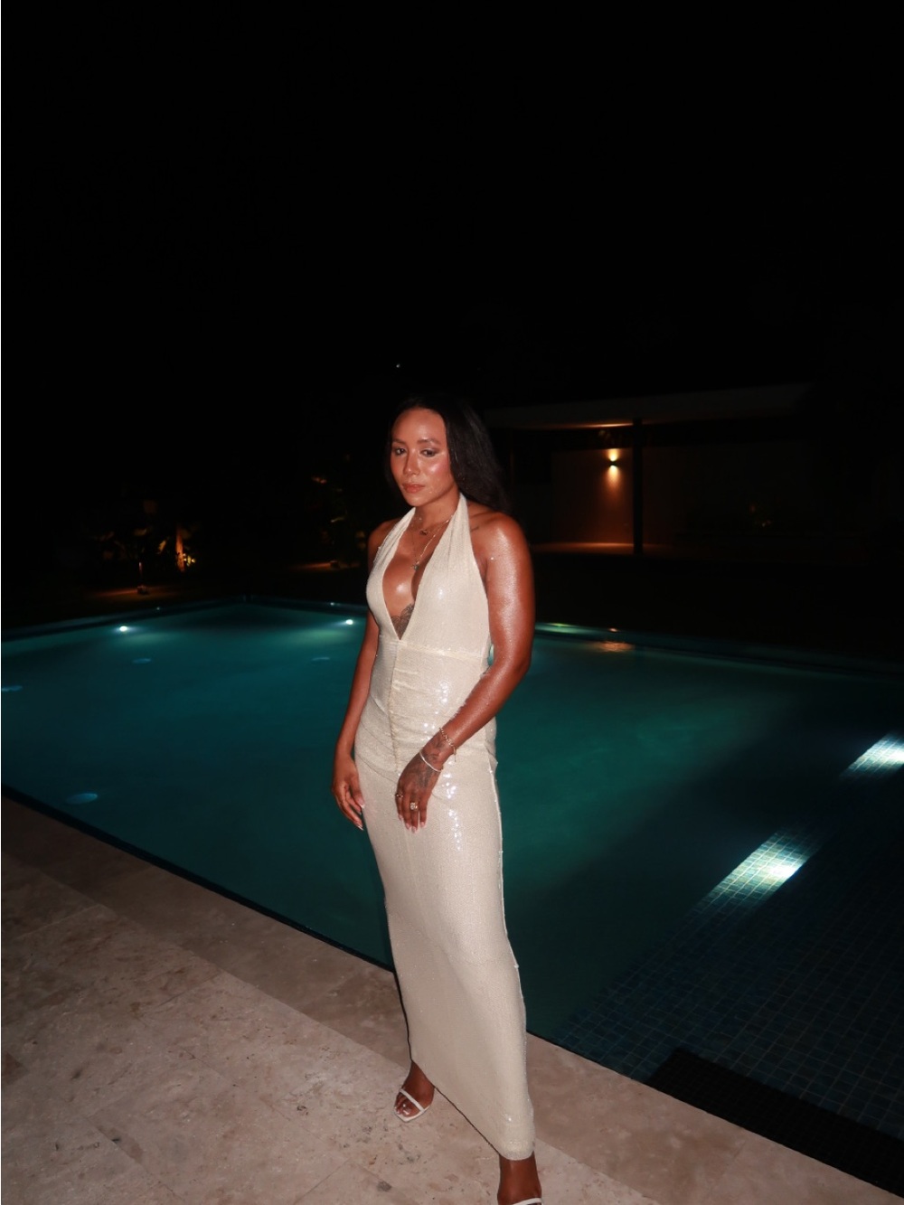 Peppermayo Cream Sequin Halter Dress - Picture 3 of 3
